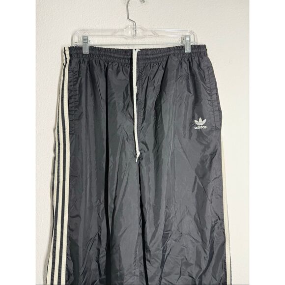 Vintage Y2K Adidas Wide Leg Black White 3 Stripe Trackpants Men's Sz L See Notes - Picture 2 of 12
